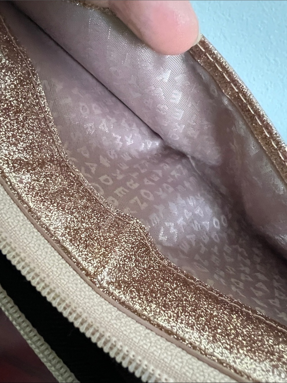 Kate Spade Rose Gold Glitter Zip-Around Wallet - Picture 9 of 11